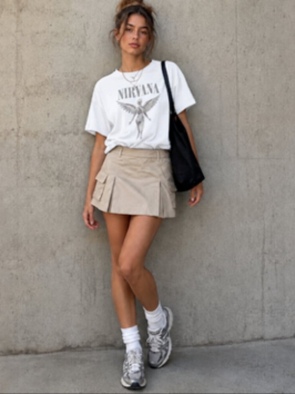 English Factory women's mini cargo skort cream size med cotton canvas